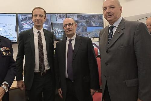 Il governatore Fedriga assieme al sindaco Dipiazza e al direttore centrale della Polizia di Stato Roberto Sgalla